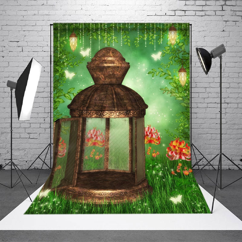 Green Grass Floral Pendant Spring Photoshoot Backdrop - Aperturee
