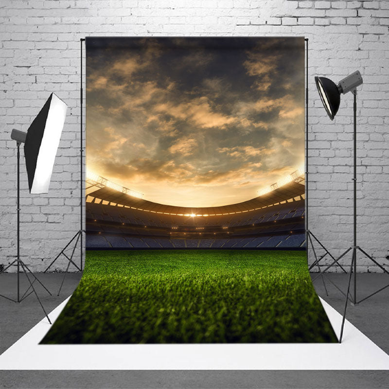 Green Lawn Stadium Dusk Sports Backdrop For Photo - Aperturee