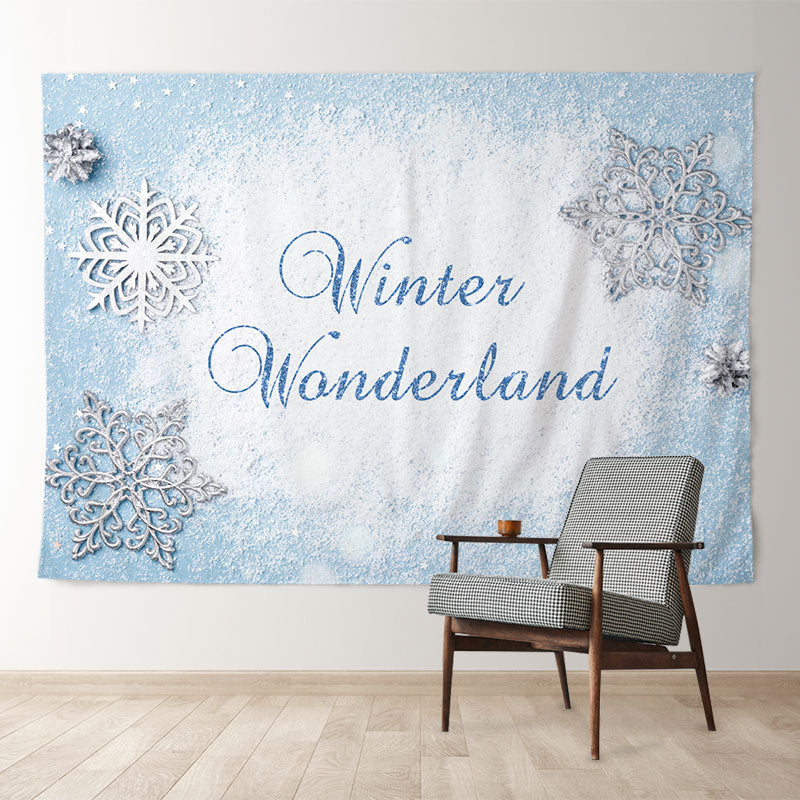Aperturee Light Blue Winter Wanderland Holiday Backdrop