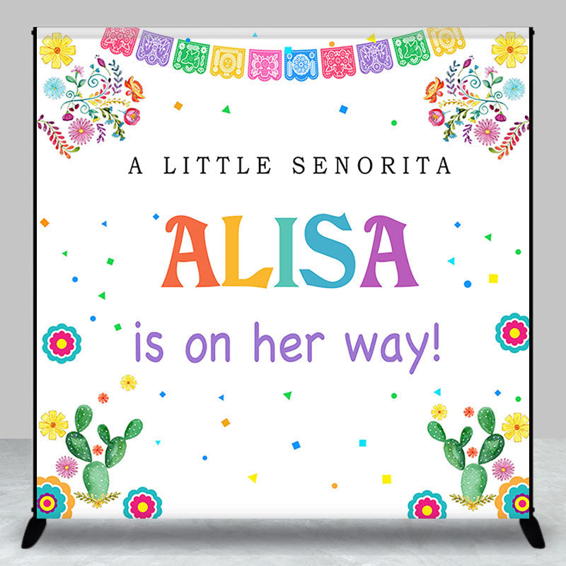 Little Senorita Cactus Custom Baby Shower Backdrop - Aperturee
