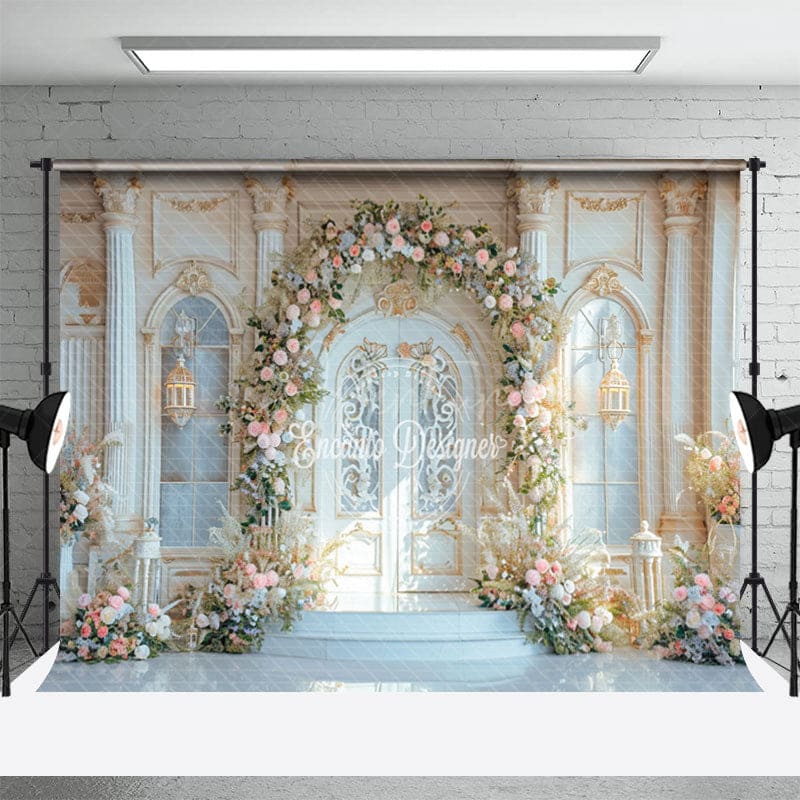 Luxury Gold White Door Wall Wreath Wedding Backdrop - Aperturee