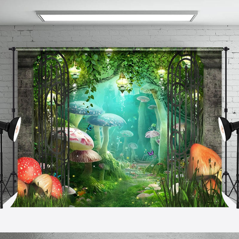 Mushroom Pendant Lamp Leaves Spring Photo Backdrop - Aperturee