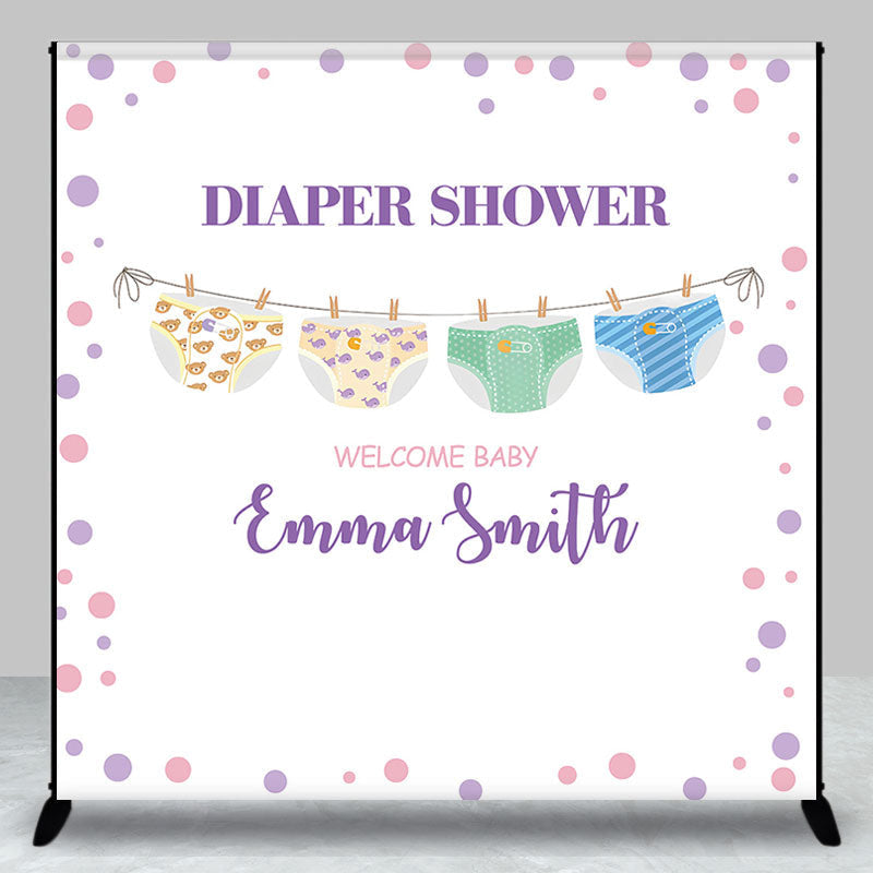 Personalized Diaper Shower Welcome Baby Girl Backdrop - Aperturee
