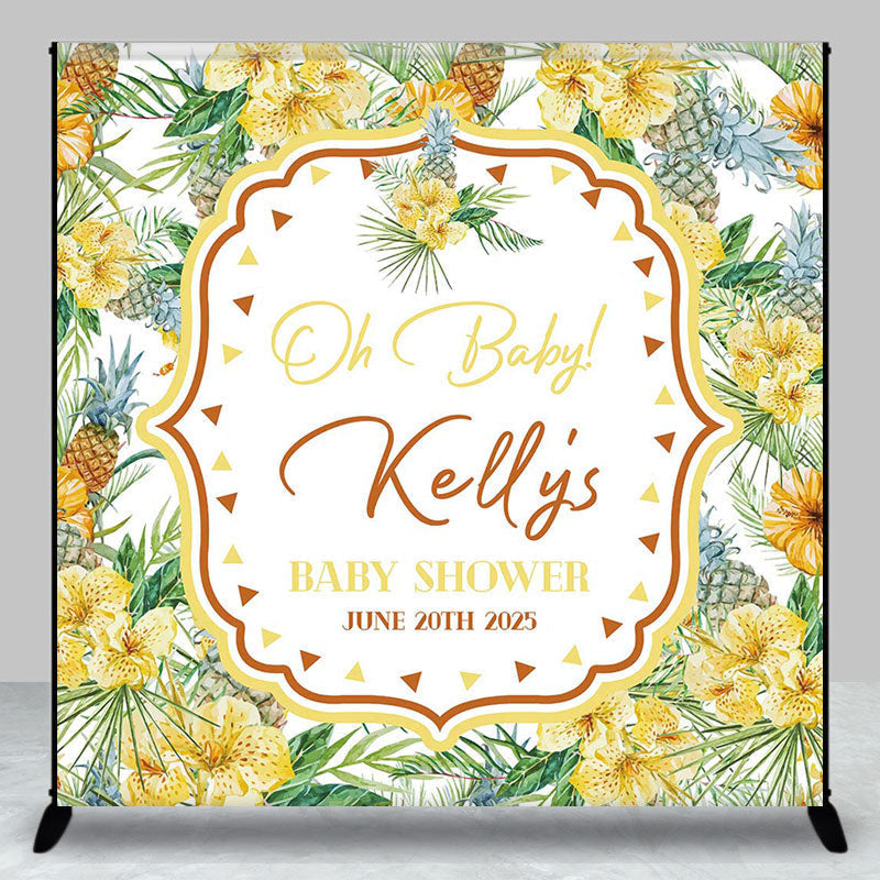 Pineapple Floral Spring Custom Baby Shower Backdrop - Aperturee