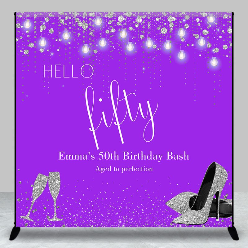 Purple Silver Custom 50th Birthday Bash Backdrop - Aperturee