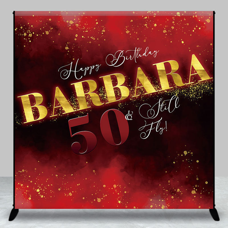 Red Black Gold Abstract 50th Birthday Party Backdrop - Aperturee