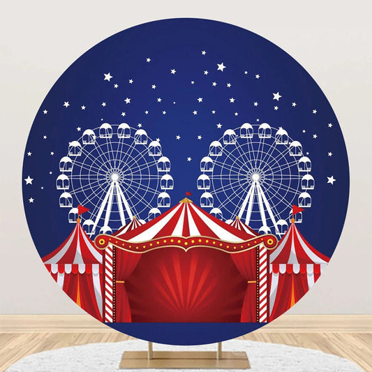 Red Blue Night Star Circus Tent Round Party Backdrop - Aperturee