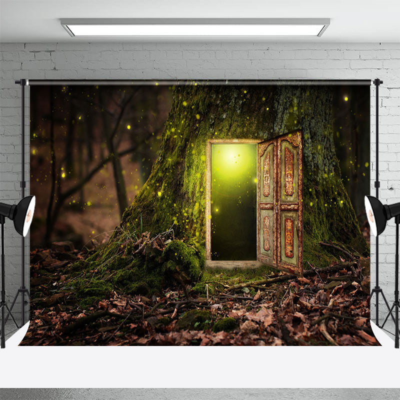 Retro Door Firefly Fariy Tale Forest Photo Backdrop - Aperturee