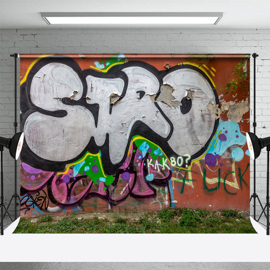 Retro Exaggerated Graffiti Wall Photography Backdrop - Aperturee
