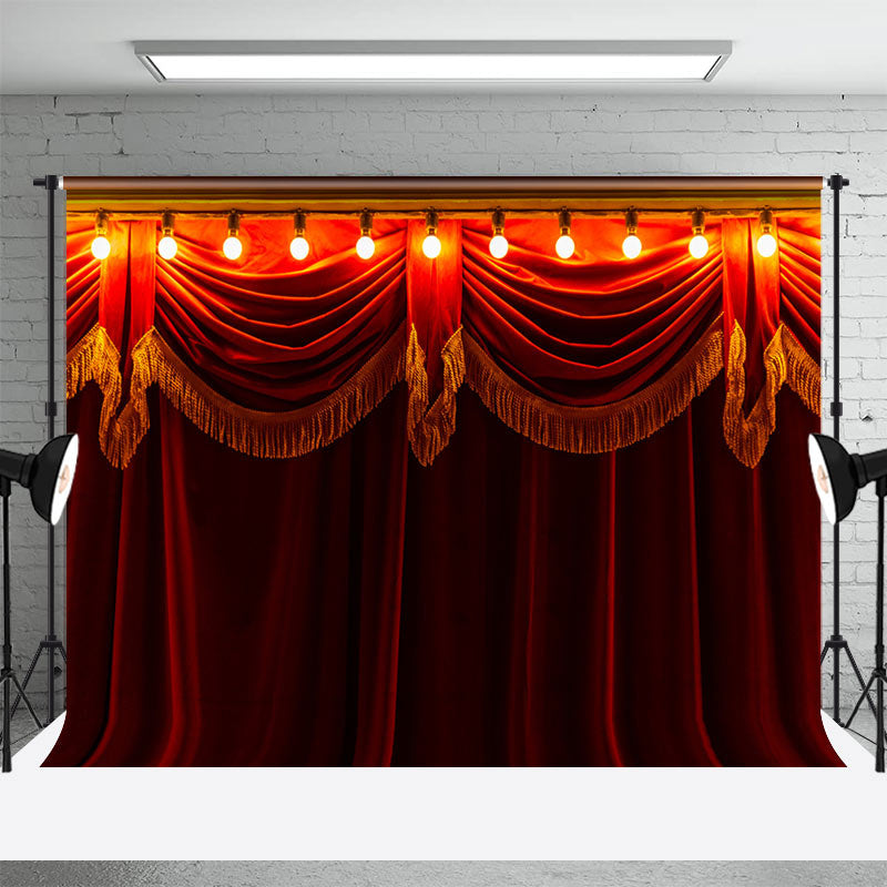 Retro Red Curtain Light Circus Photography Backdrop - Aperturee