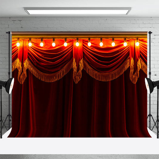 Retro Red Curtain Light Circus Photography Backdrop - Aperturee