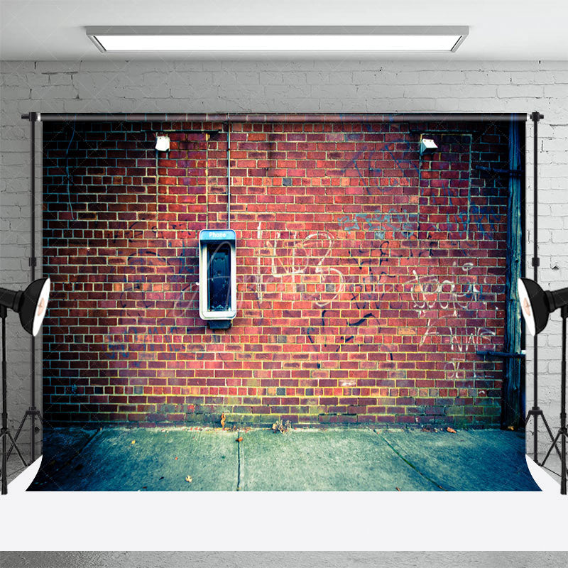 Retro Red Graffiti Brick Wall Street Photo Backdrop - Aperturee