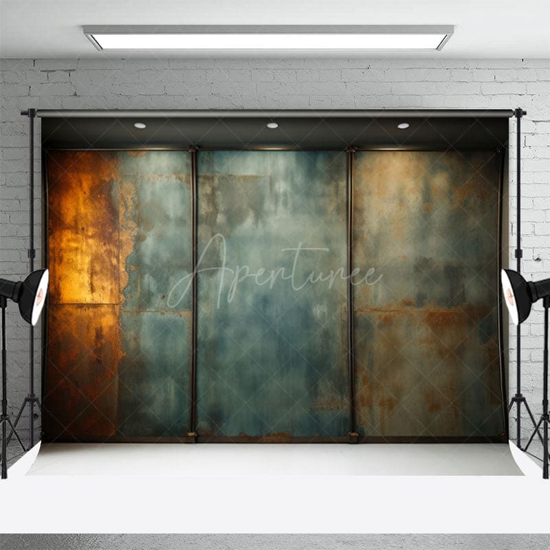Retro Rusty Metal Texture Indoor Green Wall Backdrop - Aperturee