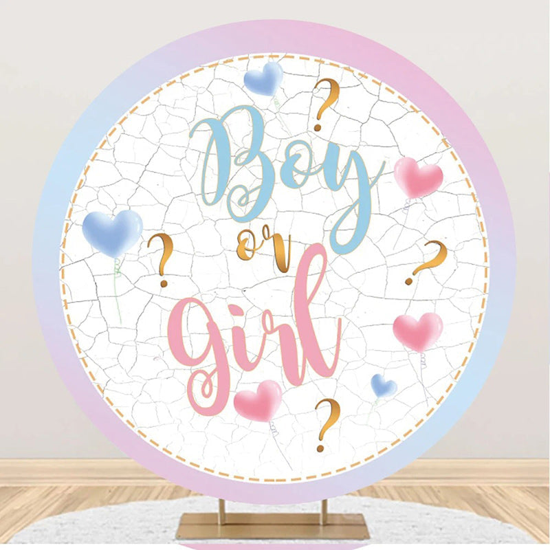 Round Boy Or Girl Marbled Backdrop For Gender Reveal - Aperturee