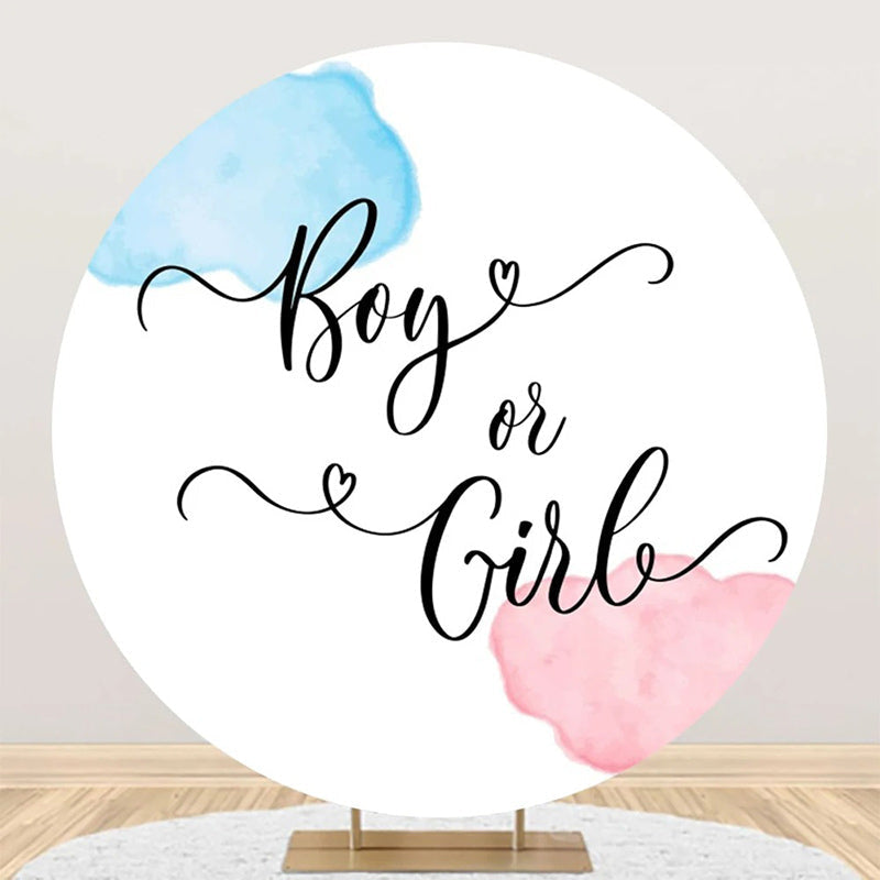 Round Boy Or Girl White Backdrop For Gender Reveal - Aperturee