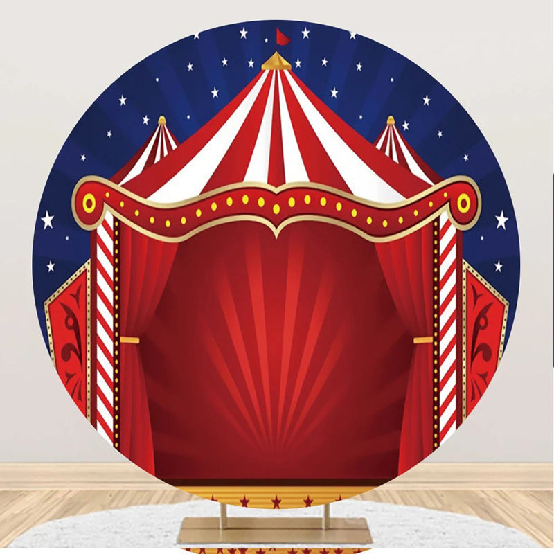 Round Red Blue Night Star Circus Tent Party Backdrop - Aperturee