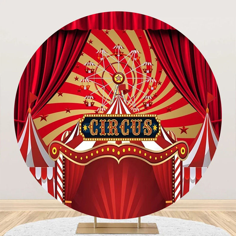Round Red Gorgeous Circus Tent Backdrop For Party - Aperturee
