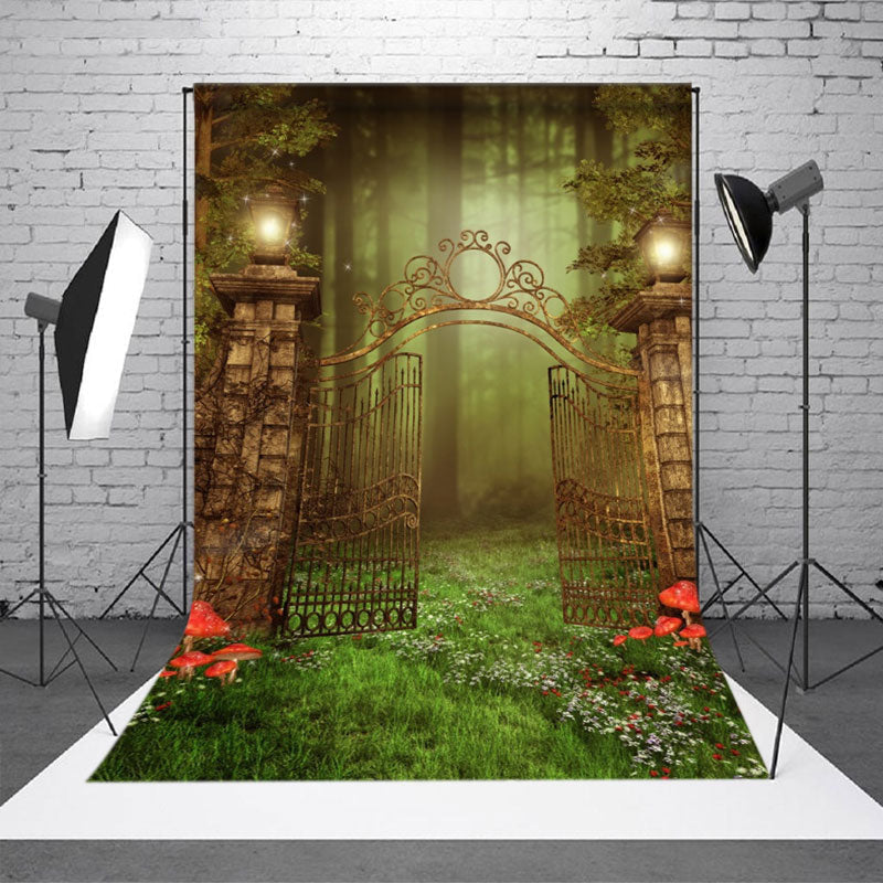 Shabby Gate Floral Grassland Photography Backdrop - Aperturee