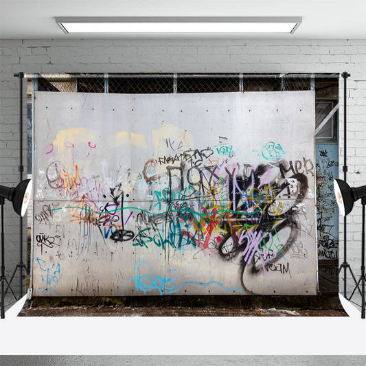 Shabby Grey Graffiti Wall Backdrop For Photo Shoot - Aperturee