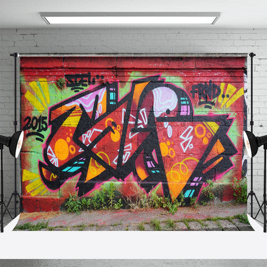 Street Red Abstract Graffiti Wall Photo Backdrop - Aperturee