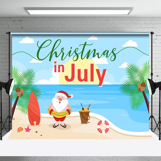 Summer Sandy Beach Trees Christmas In July Backdrop - Aperturee