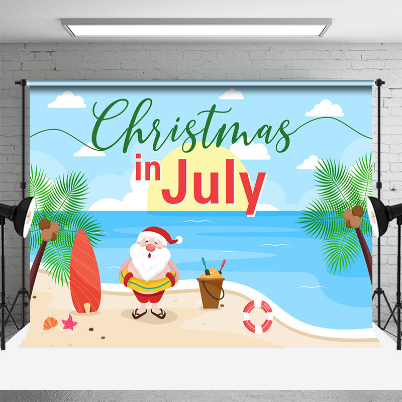 Summer Sandy Beach Trees Christmas In July Backdrop - Aperturee