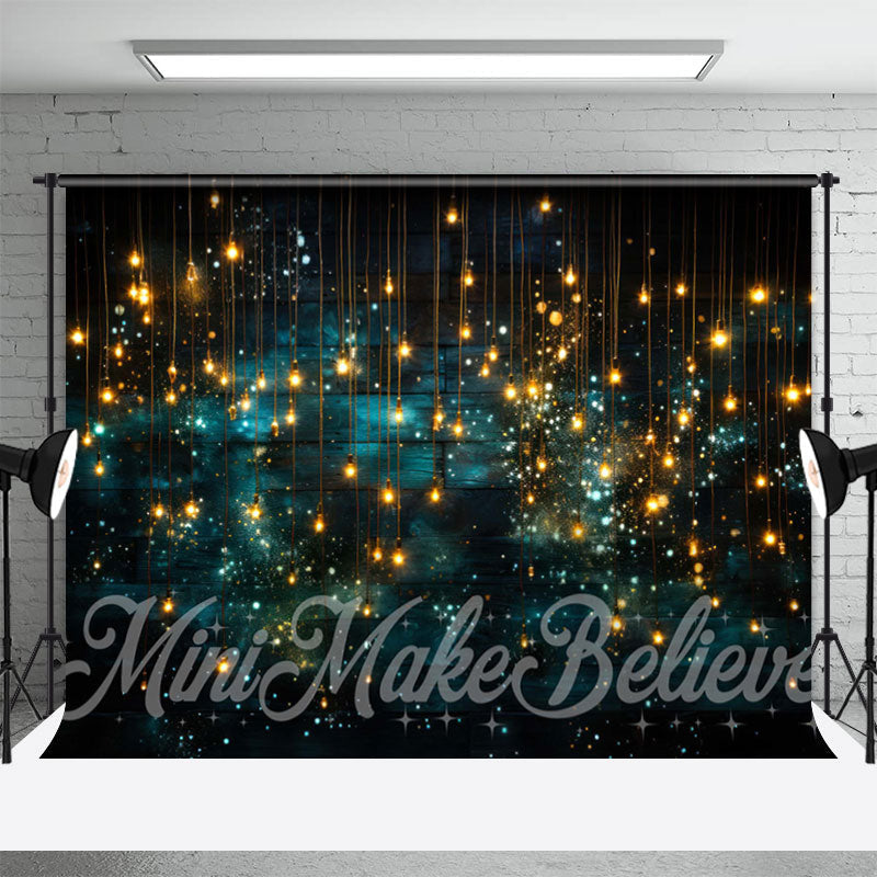 Teal Wood Glowing Lights Painterly Fine Art Backdrop - Aperturee