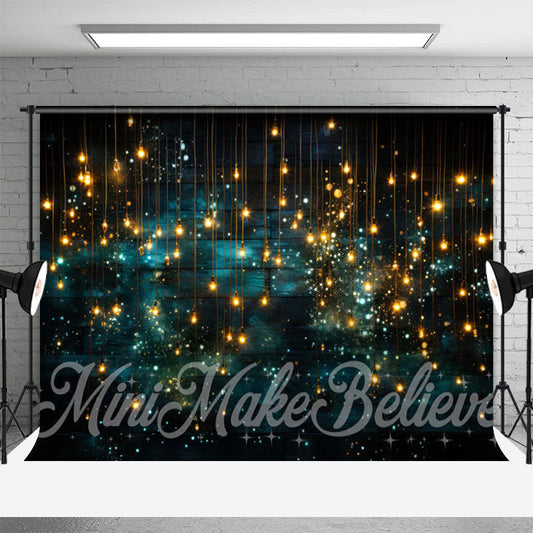 Teal Wood Glowing Lights Painterly Fine Art Backdrop - Aperturee