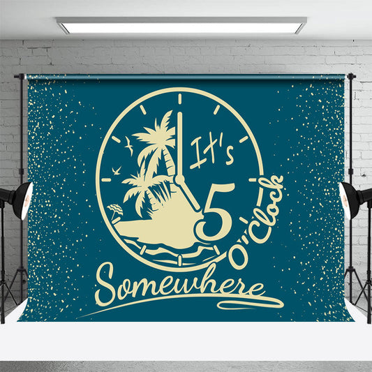 Teal Yellow Its 5 Oclock Somewhere Party Backdrop - Aperturee