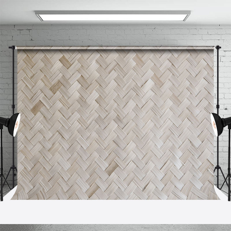 Vintage Brown Bamboo Mat Wooden Photo Booth Backdrop - Aperturee