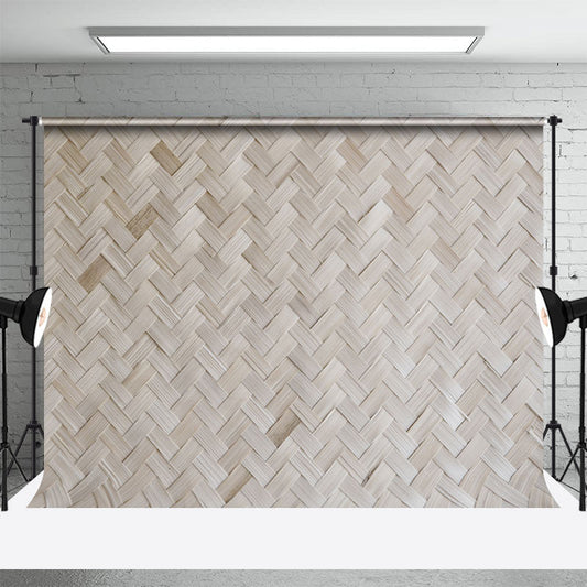 Vintage Brown Bamboo Mat Wooden Photo Booth Backdrop - Aperturee