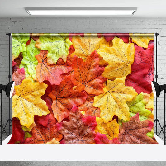 Vintage Colorful Maple Leaf Autumn Photo Backdrop - Aperturee