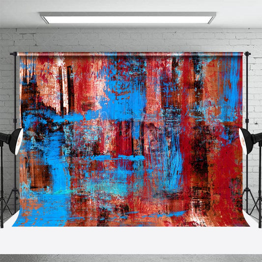 Vintage Red Blue Abstract Graffiti Photo Backdrop - Aperturee