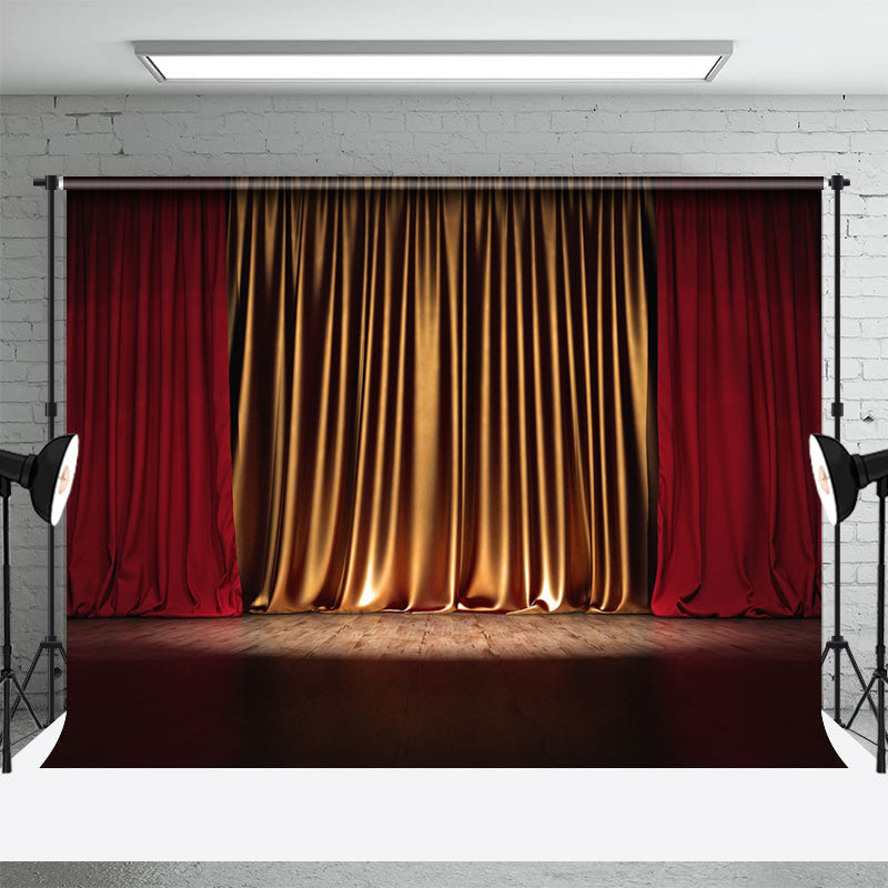 Vintage Red Gold Curtain Stage Backdrop For Photo - Aperturee