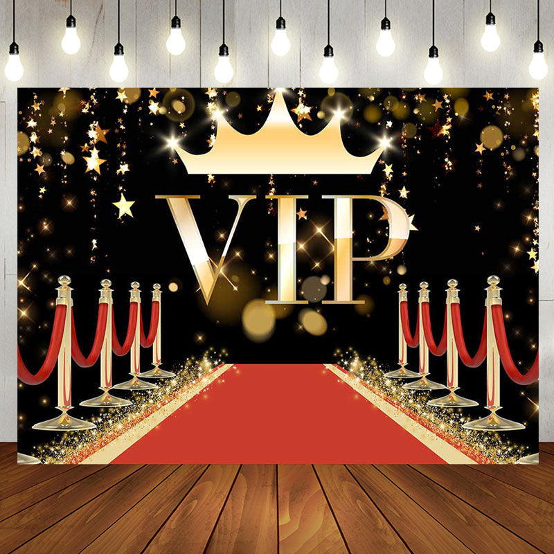 Vip Red Carpet Gold Stars Happy Birthday Backdrop - Aperturee