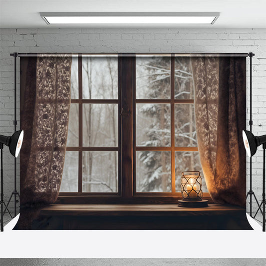Warm Light Snowy Tree Window Photo Winter Backdrop - Aperturee