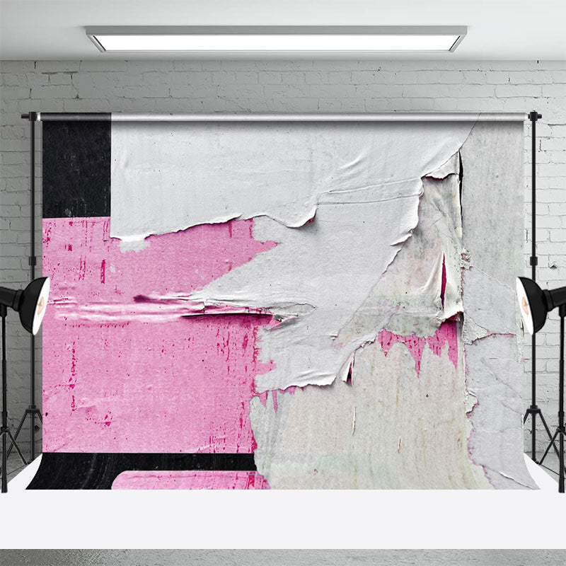 White Black Pink Ripped Graffiti Wall Photo Backdrop - Aperturee