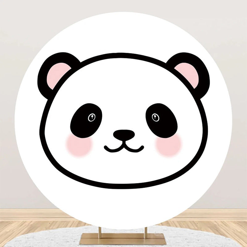 White Pink Panda Simple Round Baby Shower Backdrop - Aperturee