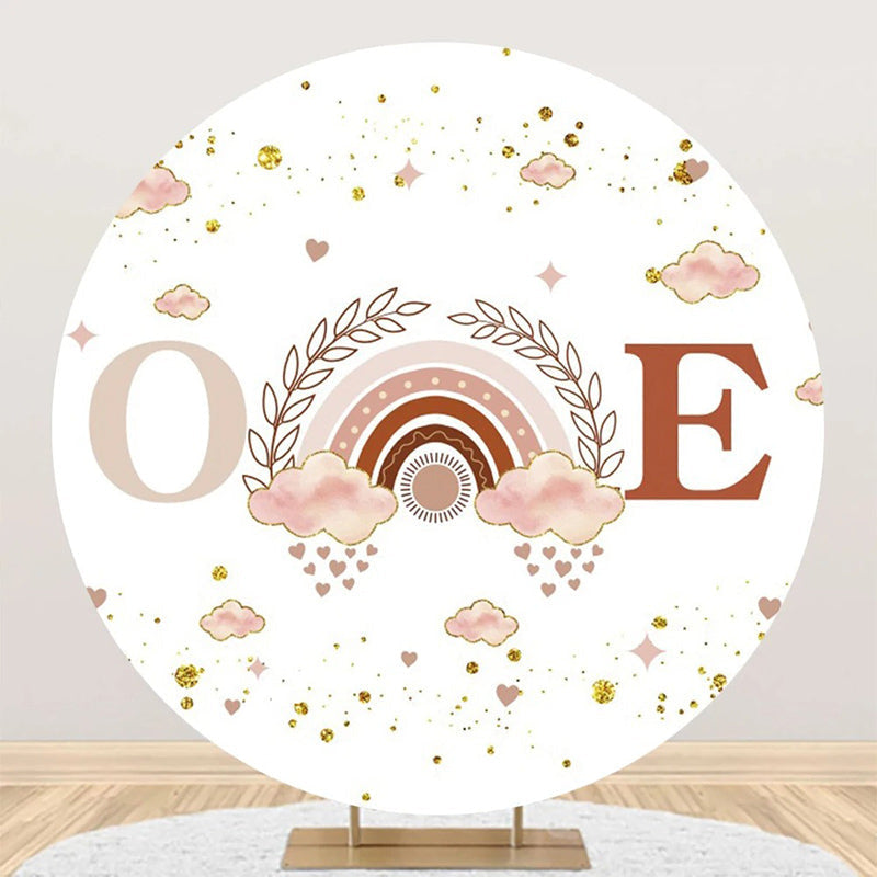 White Pink Rainbow Boho Round 1st Birthday Backdrop - Aperturee