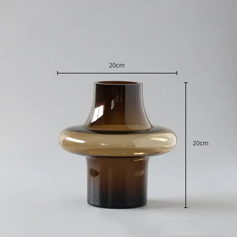 Amber Glass Bulbous Vase - Amber Small