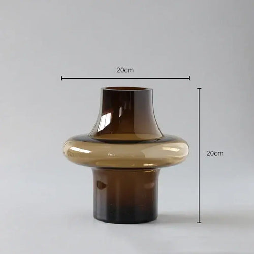Amber Glass Bulbous Vase - Amber Small