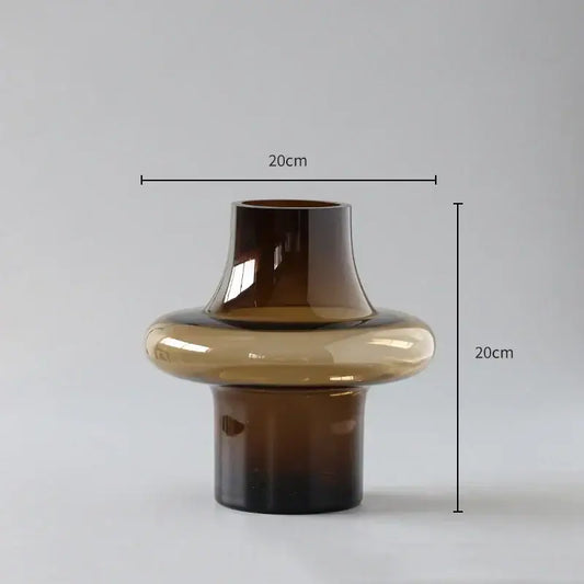 Amber Glass Bulbous Vase - Amber Small