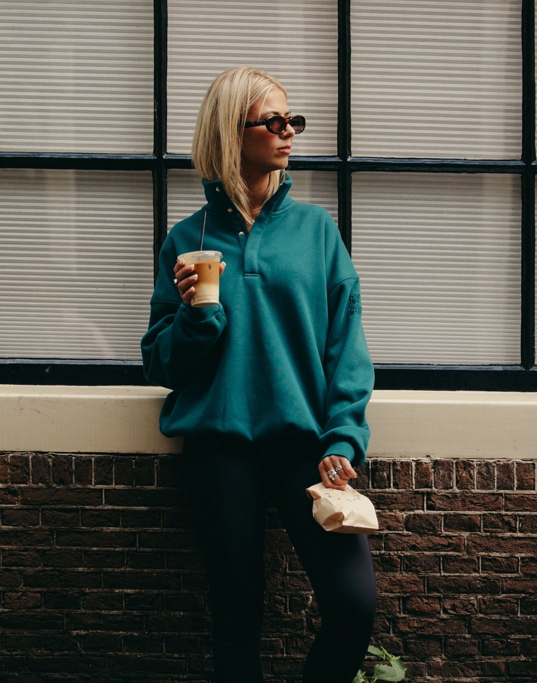 Snap Collar Sierra Sweatshirt in Teal - L/16-18 / Turquoise