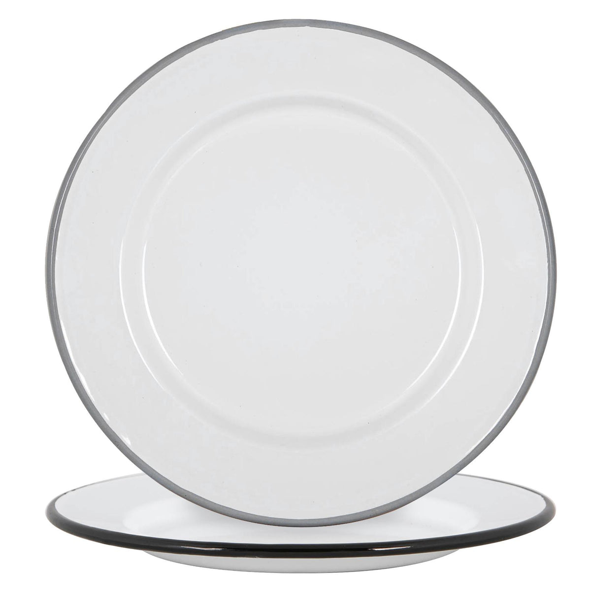 25.5cm Black/Grey White Enamel Dinner Plates - Pack of Four