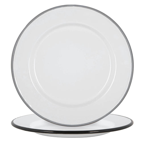 25.5cm Black/Grey White Enamel Dinner Plates - Pack of Four