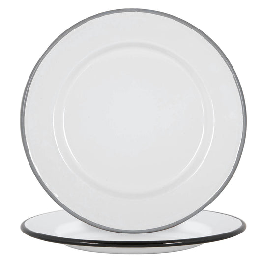 25.5cm Black/Grey White Enamel Dinner Plates - Pack of Four