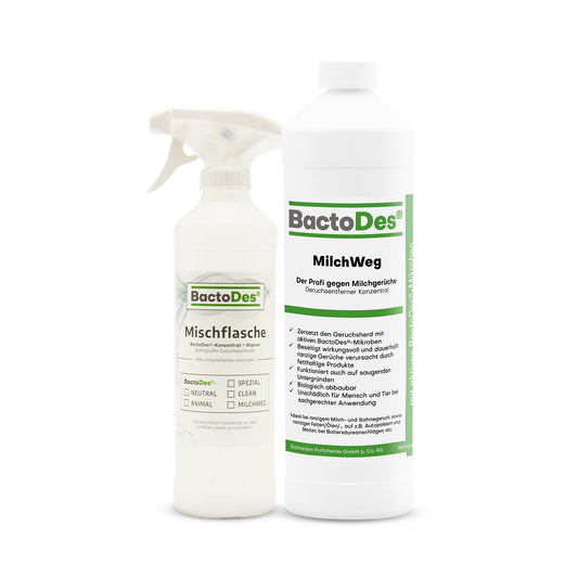 BactoDes® MilchWeg Milchgeruch und Buttersäure Neutralisierer incl. 1 Misch- Und Sprühflasche