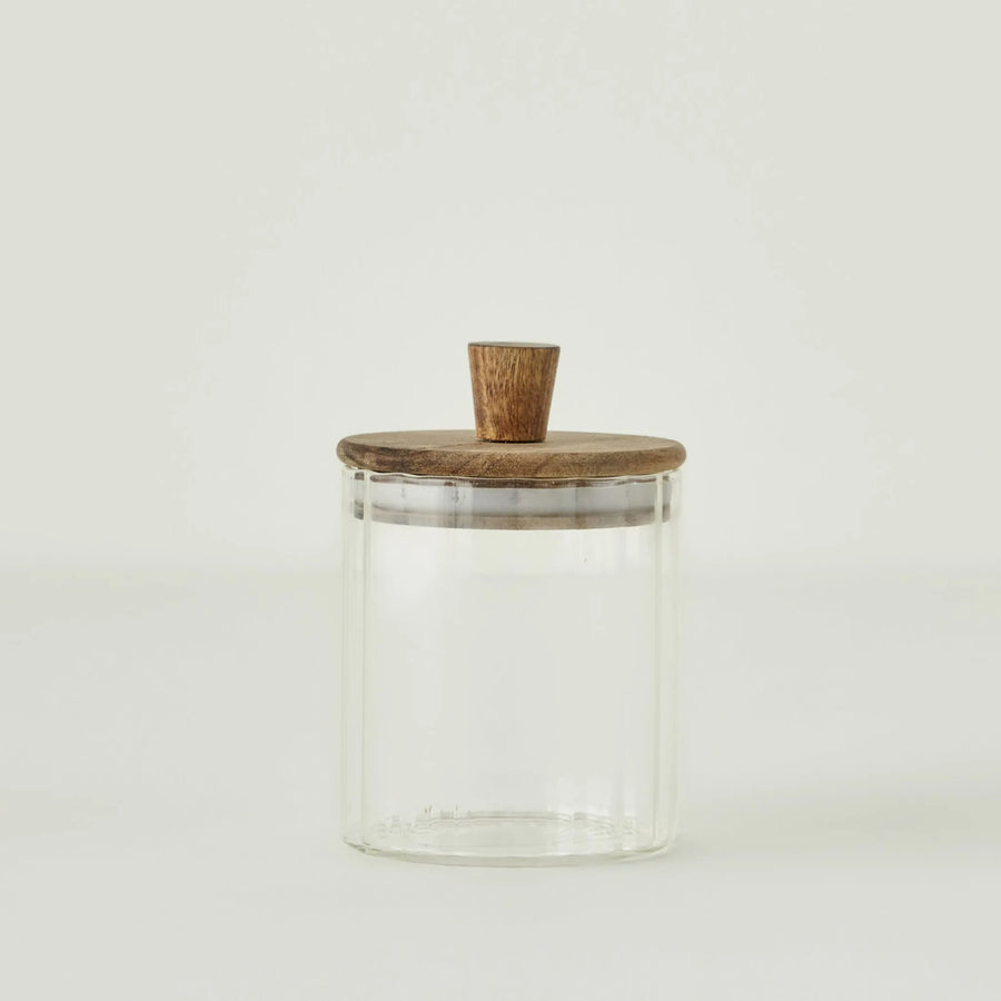 Beatrice Glass Storage Jar with Wooden Lid - 15.25 oz