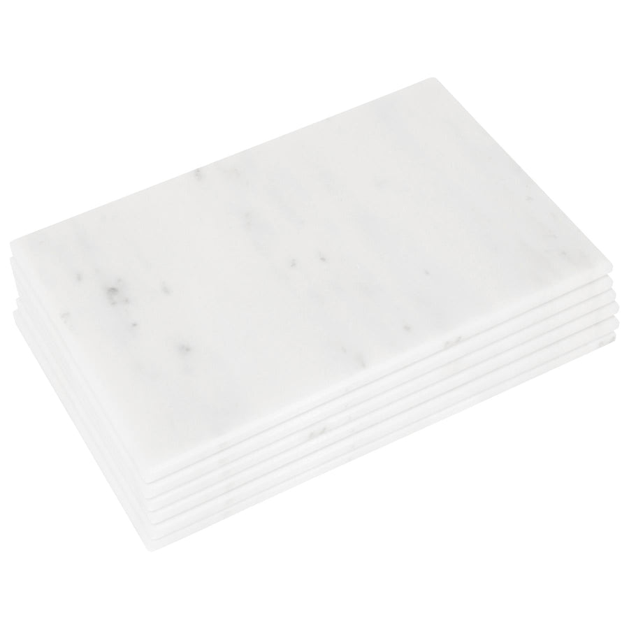 Rectangle Marble Placemats - 40cm x 30cm - Pack of 6 - White