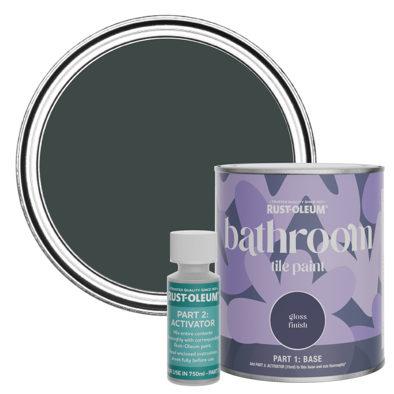 Rust-Oleum Black Gloss Bathroom Tile Paint - Black Sand 750ml